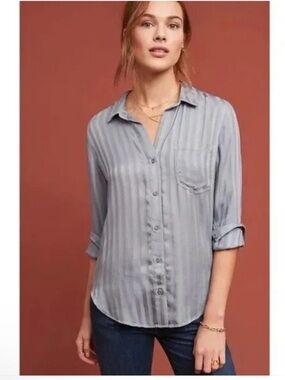 Anthro Cloth & Stone Slate
Grace Striped Button Down
Shirt Small